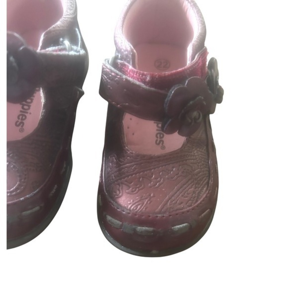 Hush Puppies Toddler Girls Paisley Metallic Burgundy Flower Mary Jane Shoes 22 - Picture 4 of 6